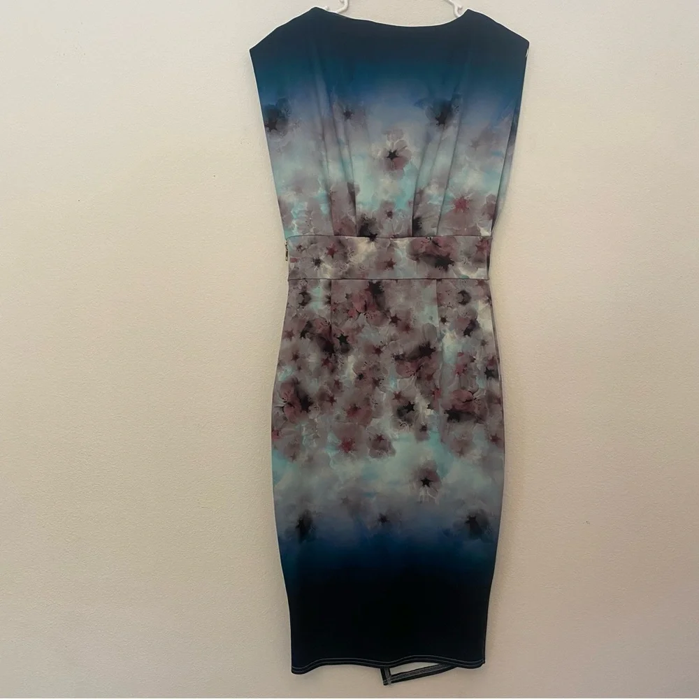 NWOT ASOS size 6 MIDI dress with asymmetrical hemline with watercolor effect - Picture 7 of 16